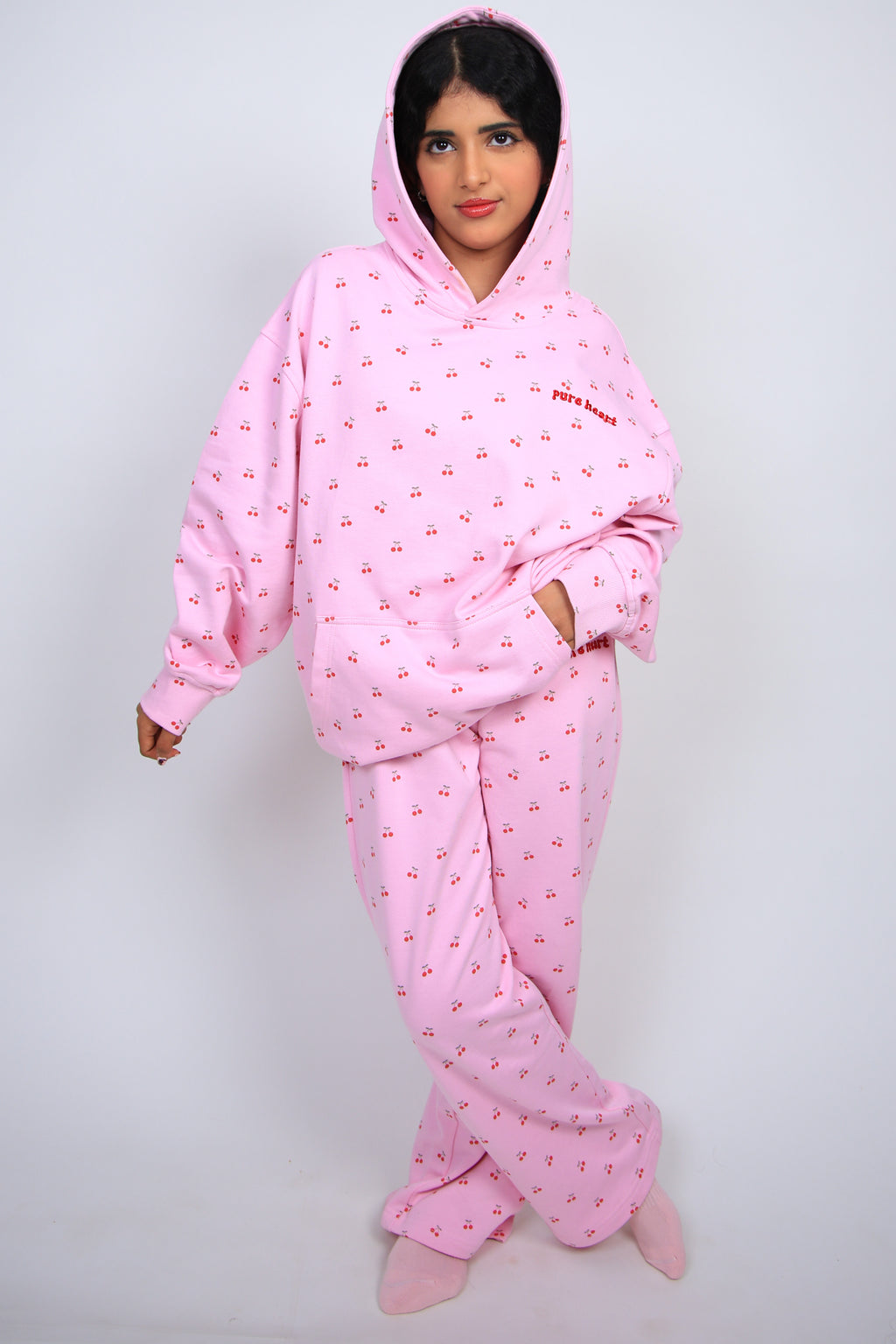 شفا -pureheart all over cherry hoodie هودي الكرز