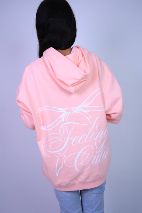 وردي خوخي مبهج feeling cutie hoodie هودي