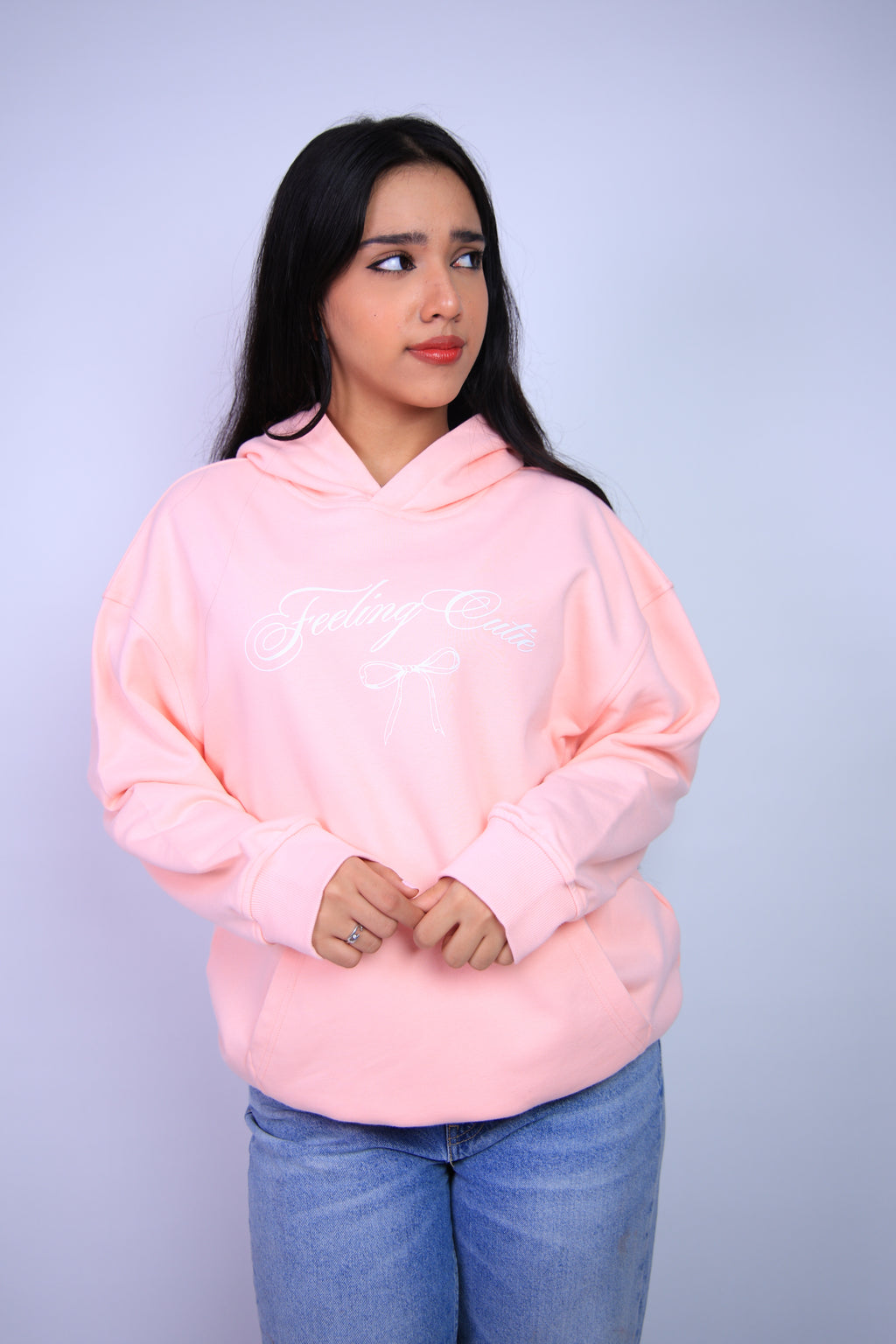 هودي بلون وردي مرجاني - شفا feeling cutie hoodie