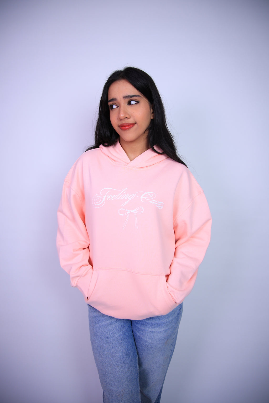 هودي بلون وردي مرجاني - شفا feeling cutie hoodie